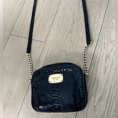 michael kors black snakeskincross body purse|Michael Kors snakeskin handbag.